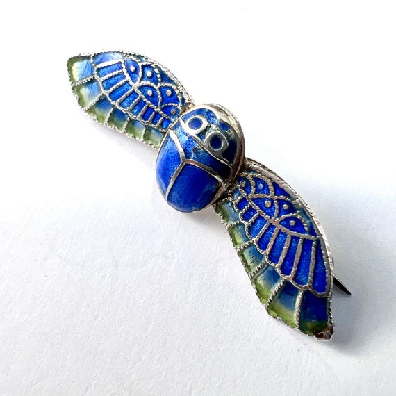 Antique Victorian Egyptian Revival Blue Enamel Wi… - image 4