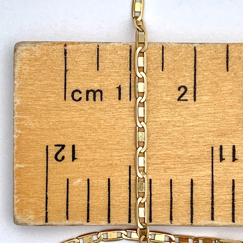 Long Vintage 14CT Gold Flat Anchor Mariner Chain Necklace \u2022 20 Inch \u2022 2mm