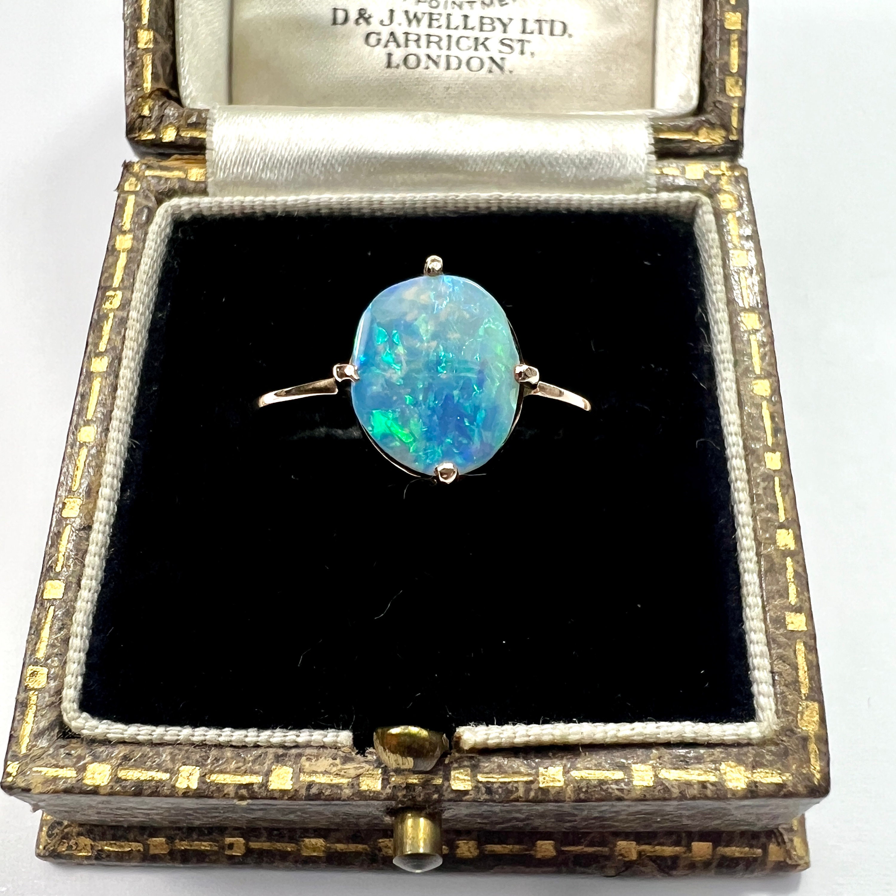 1930s black opal and diamond cluster ring