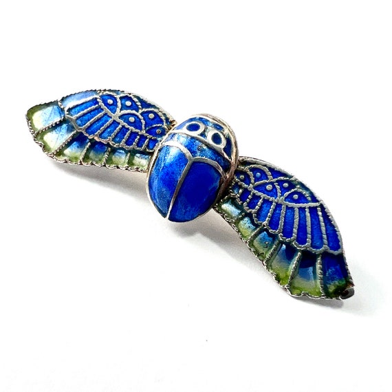 Antique Victorian Egyptian Revival Blue Enamel Wi… - image 1