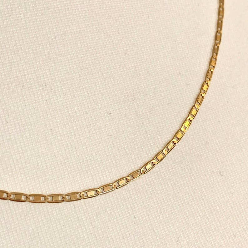 Long Vintage 14CT Gold Flat Anchor Mariner Chain Necklace \u2022 20 Inch \u2022 2mm