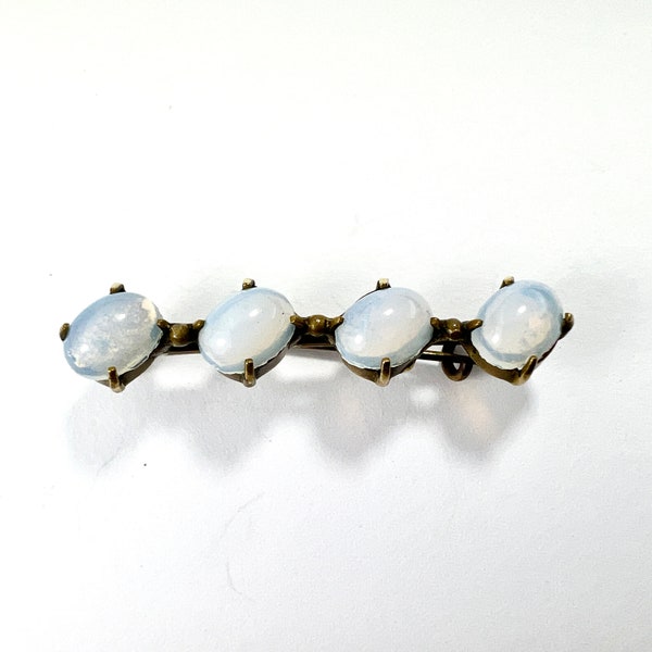 Antique Victorian Golden Brooch • Faux Moonstone/Opal