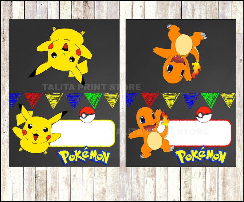 pokemon chalkboard food labels printable pokemon party food etsy