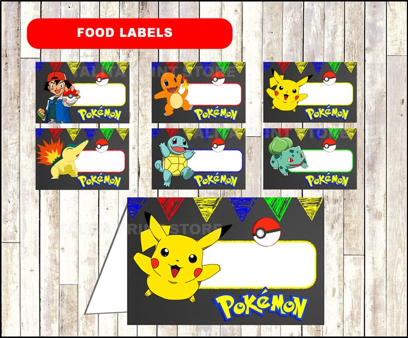 pokemon chalkboard food labels printable pokemon party food etsy