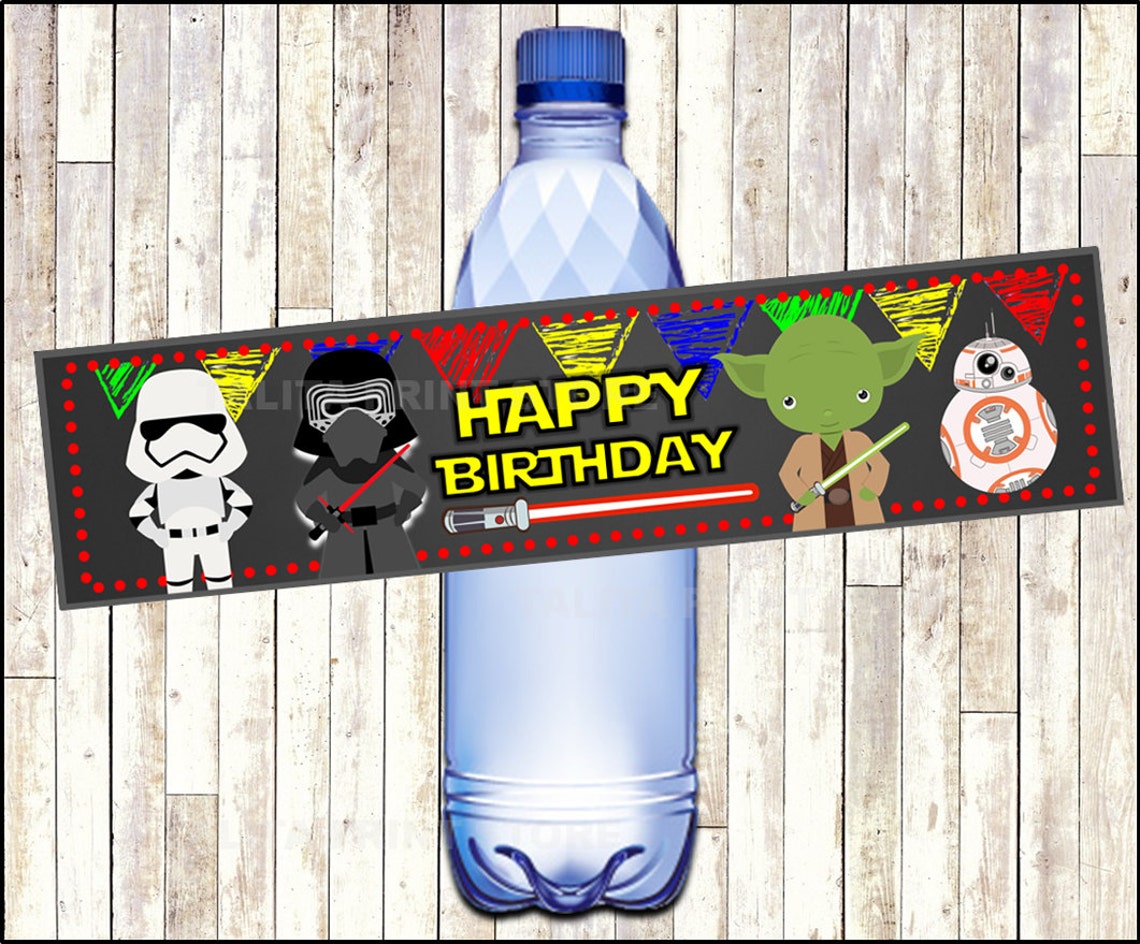 Star Wars Chalkboard Water bottle labels printable Star Wars | Etsy