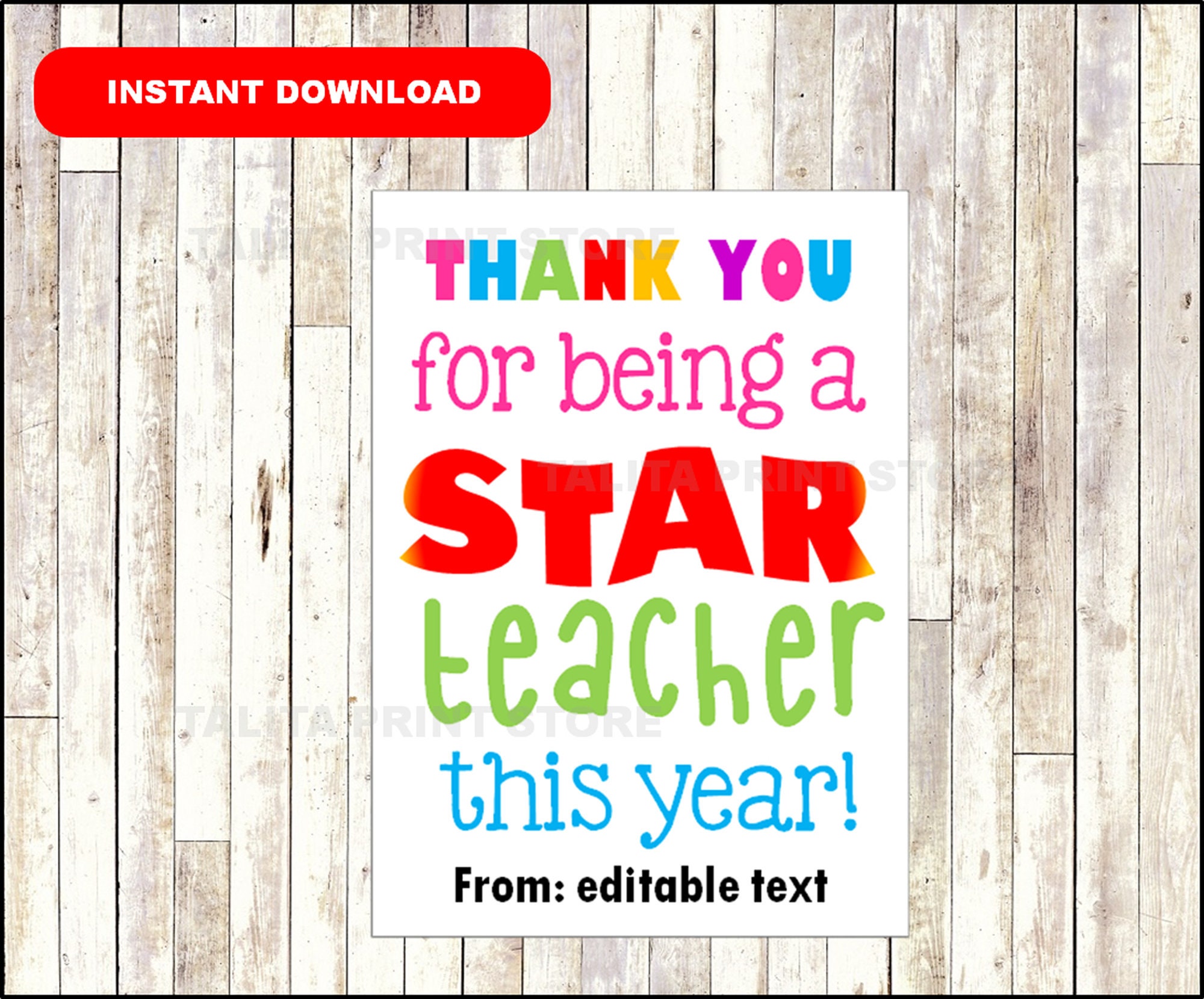 Starburst Teacher Appreciation Free Printable