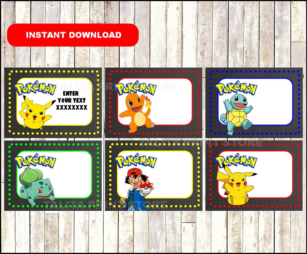 Pokemon School label name label name tag sticker Back To Etsy