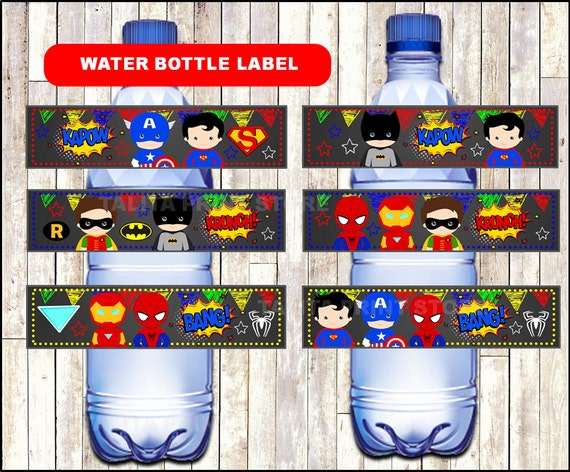 superhero chalkboard water bottle labels printable superhero water labels chalkboard superhero water bottle instant download superhero water bottle labels