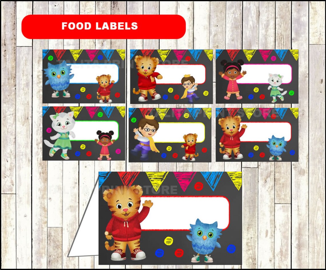 Daniel Tiger Chalkboard Food labels printable Daniel Tiger | Etsy