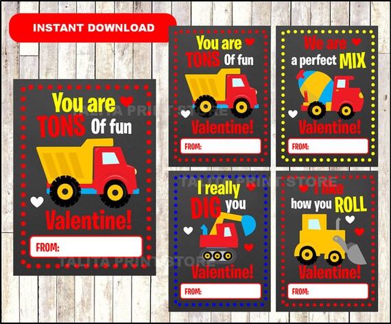 Construction Valentine's Day Card Printable Construction