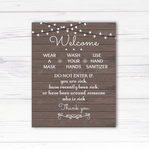 Wear A Mask Sign Wash Hands Printable Do Not Enter If Sick - Etsy