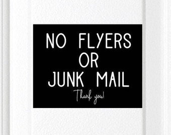 No Flyers or Junk Mail Magnet, No Flyers Sign, Mailbox Sign, Front Door Sign, Community Mailbox Sign, No Brochures, No Soliciting, Pamphlets