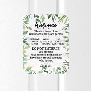 Immunocompromised Door Magnet, Sick Door Sign, Remove Shoes Door Magnet ...