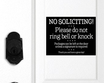 No Soliciting Door Magnet, Do Not Ring Bell, Do Not Knock, Door Sign, Do Not Disturb, Front Door, Black Sign, Housewarming Gift, Front Porch