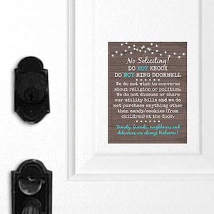No Soliciting Door Magnet, Do Not Knock Sign, Do Not Ring Doorbell Sign, Funny Sign, Family Welcome, Friends Welcome, Deliveries Welcome 094