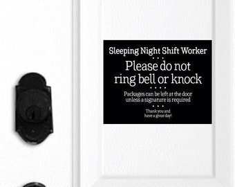 Night Shift Worker Sleeping Front Door Magnet, Night Shift Worker Sign, Do Not Knock, Do Not Ring Doorbell, Shift Worker, No Soliciting