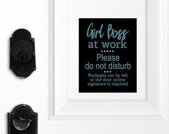 Home Office Door Sign, Girl Boss Door Magnet, Packages May Be Left at the Door, Do Not Disturb, Do Not Ring Doorbell, Do Not Knock, 051