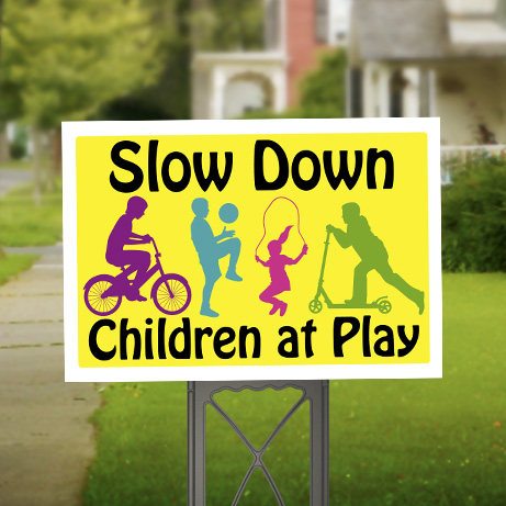 Slow Down Children At Play Double Sided Caution Garden Flag Emotes Yard Banner 