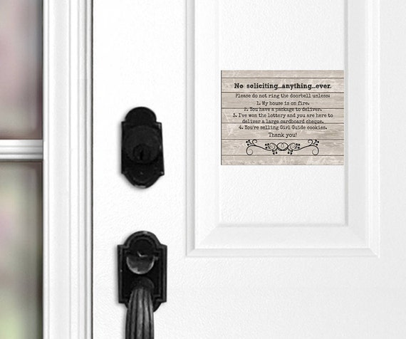 No Soliciting Door Sign Door Magnet Do Not Knock Do Not Etsy