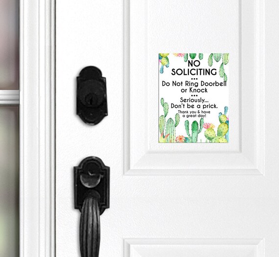 Cactus Door Sign No Soliciting Magnet Funny No Soliciting Etsy