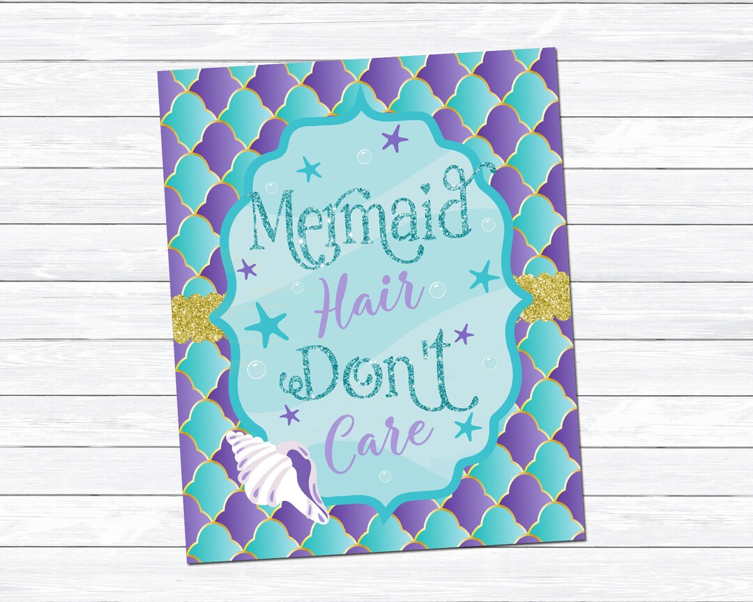 Mermaid Wall Art Mermaid Hair Don&rsquo;t Care Mermaid Decor - Etsy