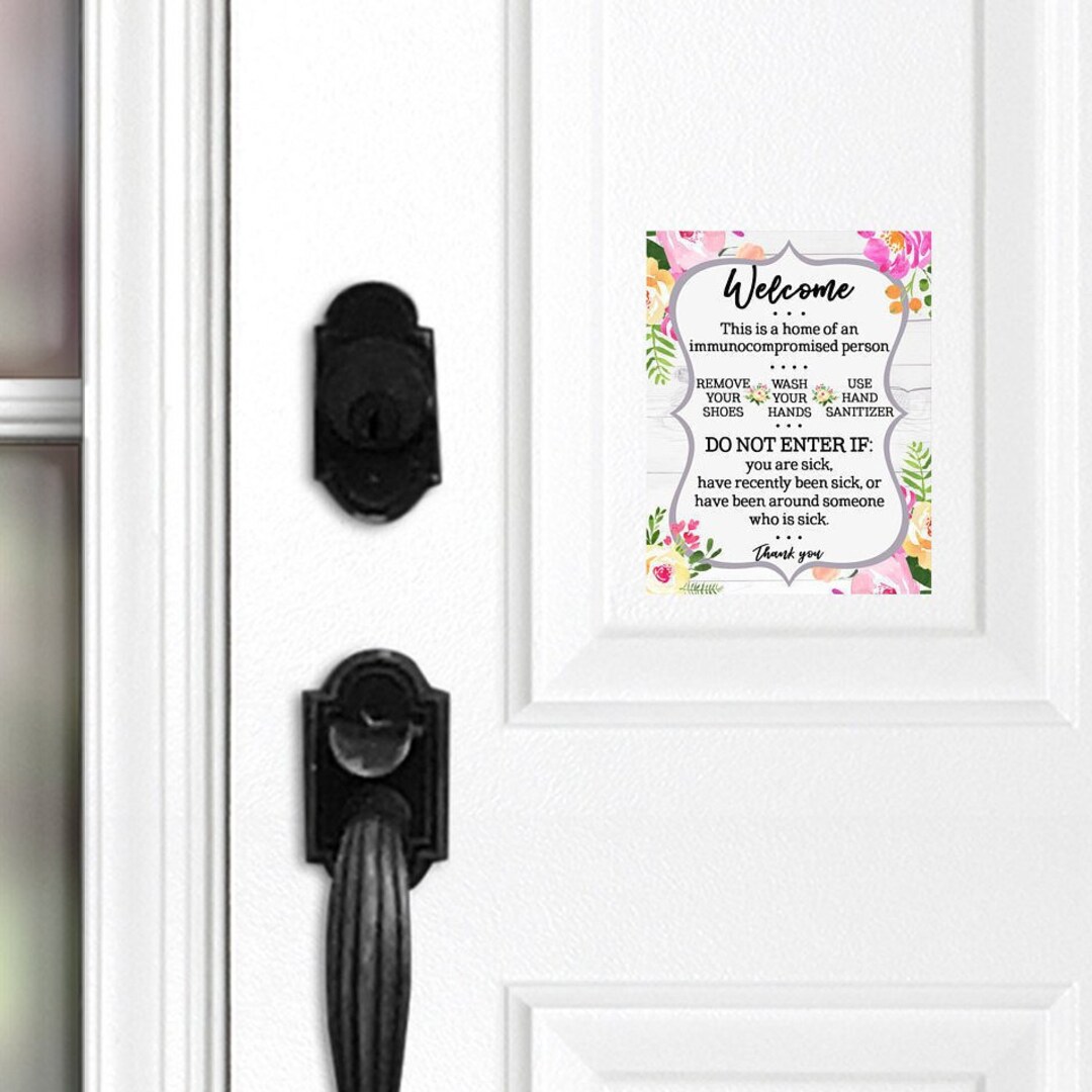 Immunocompromised Door Magnet, Wash Hands Sign, Remove Shoes, Medical ...