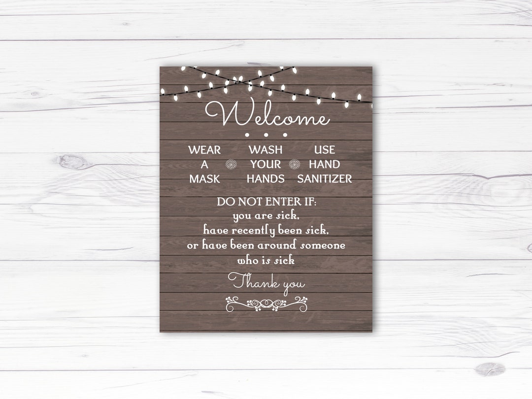 Wear A Mask Sign Wash Hands Printable Do Not Enter If Sick - Etsy