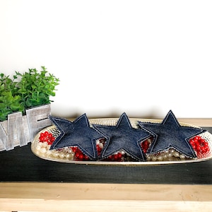 Denim Stars Set: Patriotic 4th of July Tier Tray Decor