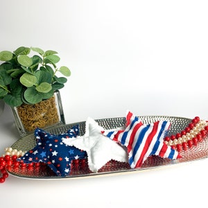 Patriotic Fabric Stars: 4th of July Tiered Tray Decor (Set of 3)
