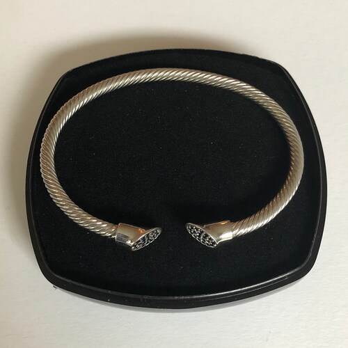 Unisex - Sterling Silver Cuff sold Bracelet (Black/Silver)