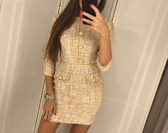 tweed dress and jacket