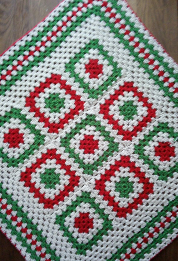 Crochet Christmas Granny Square Baby Blanket Red And Green Etsy