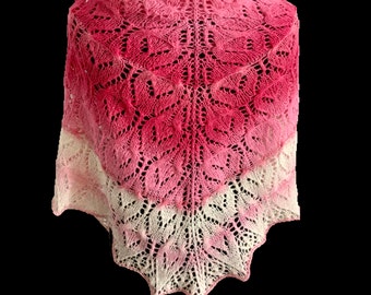 Hand knit lace pink shawl Gift for her Soft shawl Winter shawl wool shawl bridal shawl wedding accessory pink white wool wrap shoulders wrap