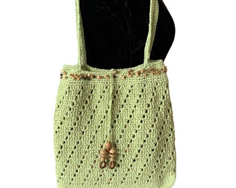 Bolsa de mano de verano de ganchillo verde bolso de hombro de punto de verano Bolso de hombro hecho a mano bolsa de playa mercado bolso de mano