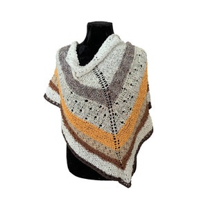 Knitted   multicolor triagle boho shawl wrap Summer cover up Oversized  stole Knit shawls