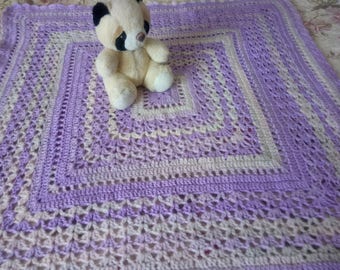 Baby blanket  Baby christening gift  Newborn gift Crocheted blanket  Violet blanket