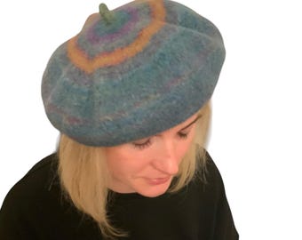 Elegant Women’s teal French 100% wool knitted beret Women main image 3