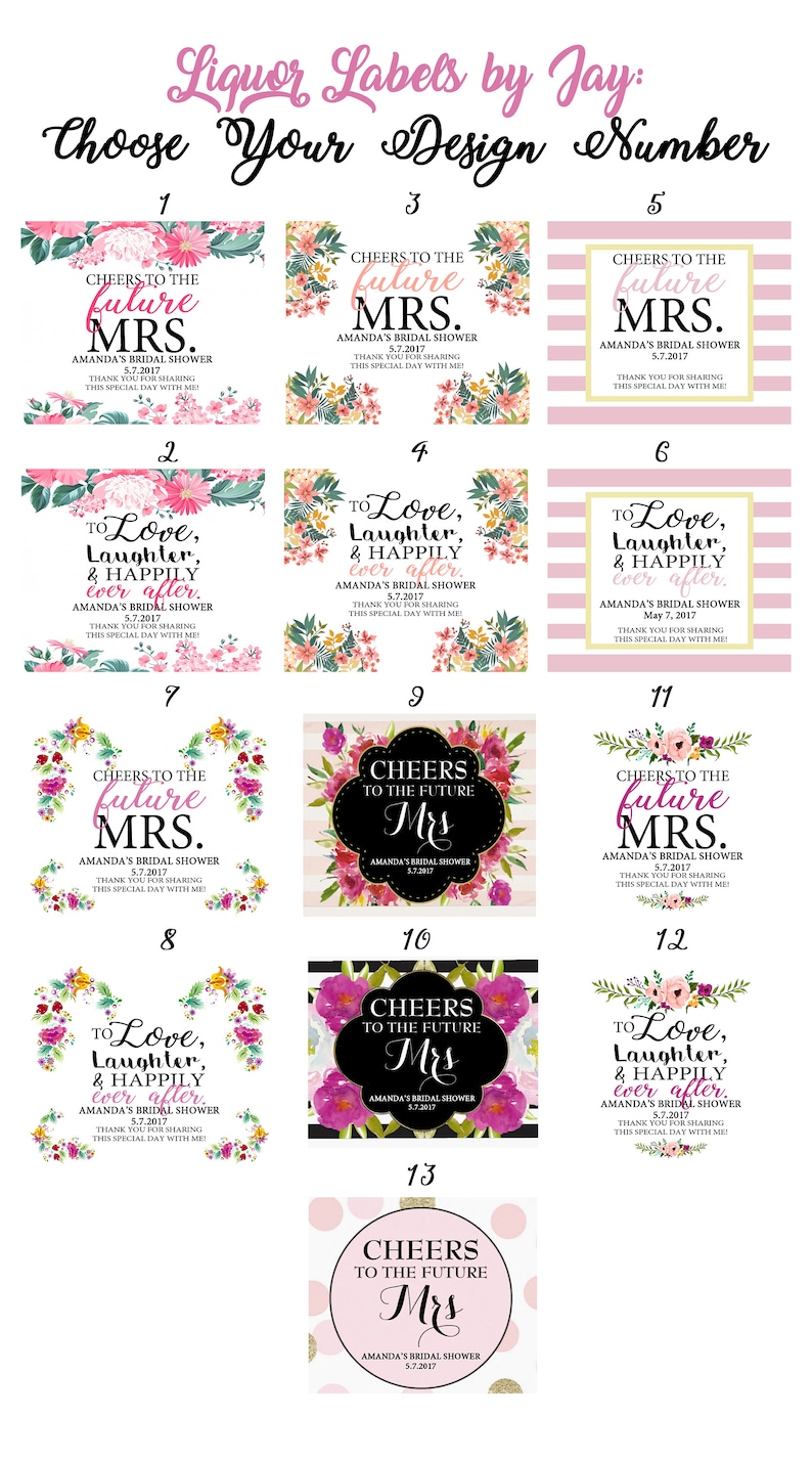 CUSTOM and PERSONALIZED Bridal Shower/ Wedding Wine Labels Etsy