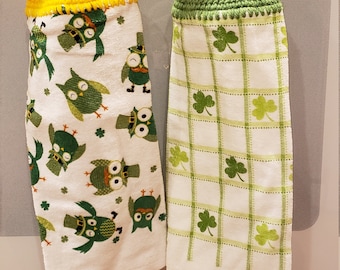 Handmade St. Patrick's Day Crocheted Hanging Kitchen Towel