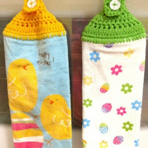Handmade Easter Crocheted Hanging Kitchen Towels/Crocheted Kitchen Towel/Hanging Kitchen Towel/Easter Decor/Ready to Ship Towel
