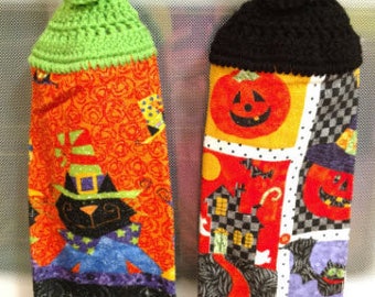 Handmade Halloween Crocheted Hanging Kitchen Towels/Crocheted Kitchen Towel/Hanging Kitchen Towel/Halloween Decor/Ready to Ship Towel