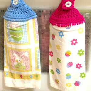 Handmade Easter Crocheted Hanging Kitchen Towels/Crocheted Kitchen Towel/Hanging Kitchen Towel/Easter Decor/Ready to Ship Towel