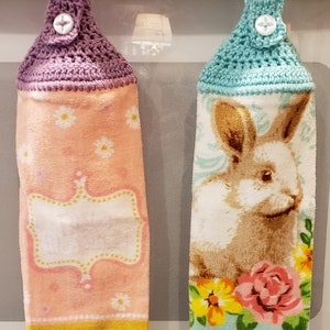 Handmade Easter Crocheted Hanging Kitchen Towels/Crocheted Kitchen Towel/Hanging Kitchen Towel/Easter Decor/Ready to Ship Towel