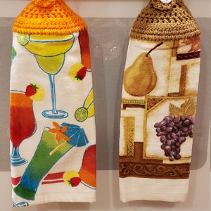 Handmade Fruit Crocheted Hanging Kitchen Towels/Crocheted Drinks Kitchen Towel/Hanging Kitchen Towel/Fruit Decor/Drinks Decor/Ready to Ship