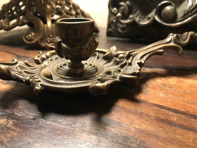 Victorian bronze candle holder Etsy