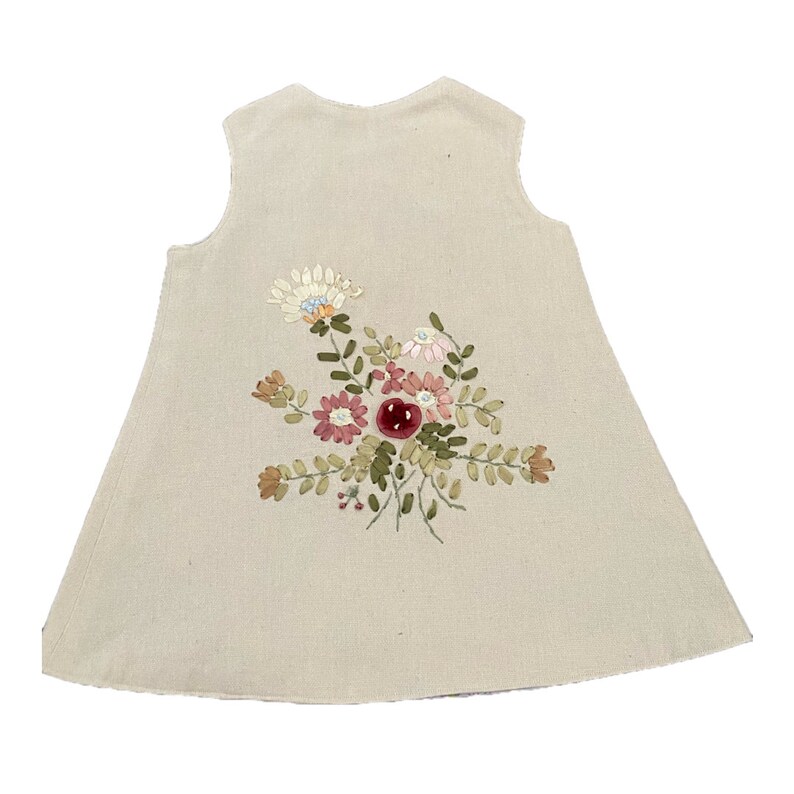 Sz 1 Vintage Flower Print Pinafore Dress Reversible