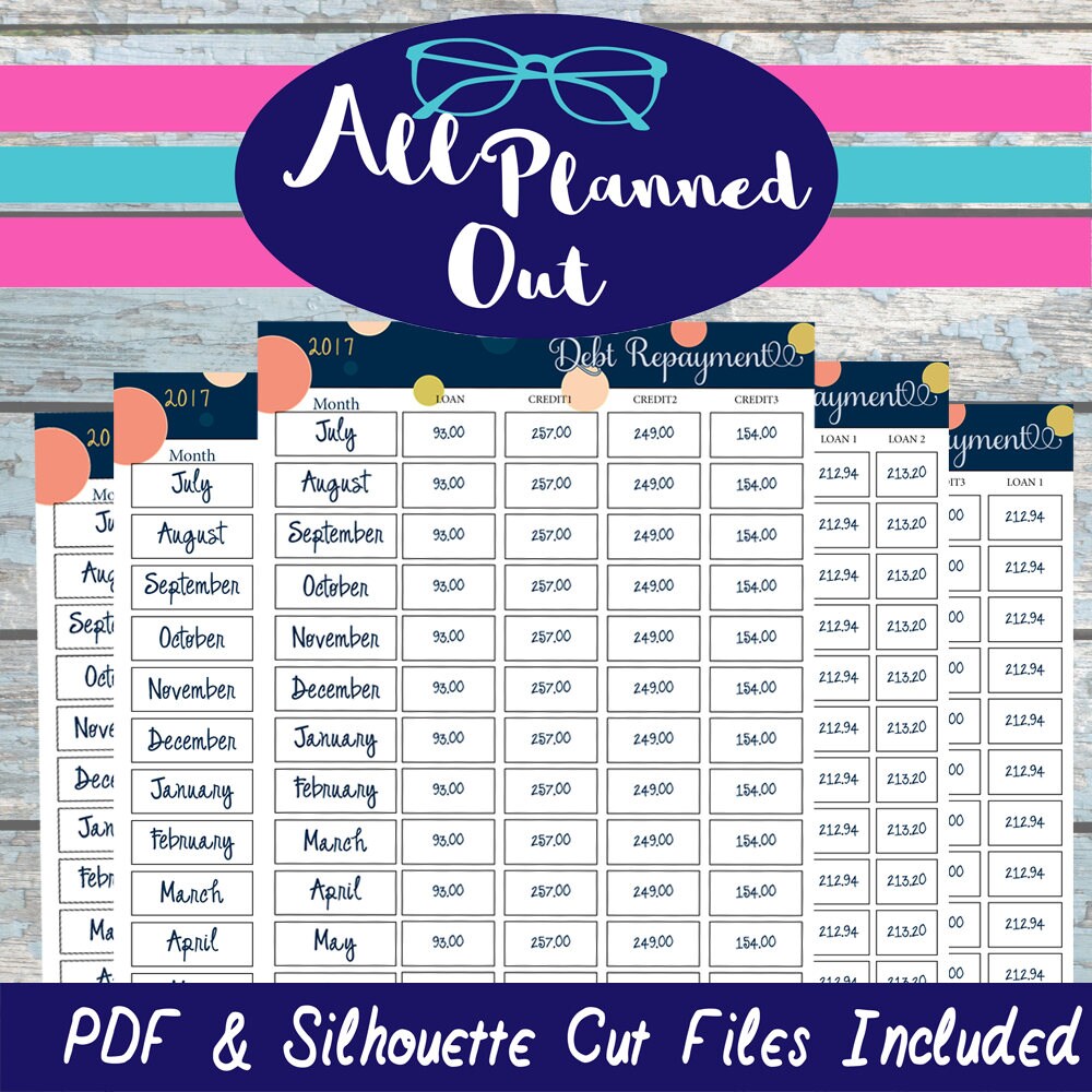 Debt Repayment Schedule Payoff Editable Personalized Etsy