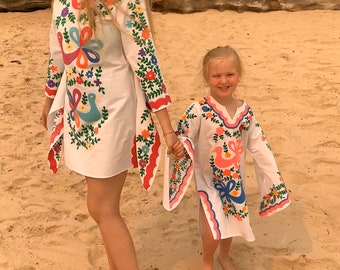 Instrueren Leger Niet doen Embroidered Mexican Young Girls Mini Kaftan Beach Wedding - Etsy