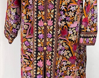 Brand new Indian Wool Kashmiri Nehru Stunning Embroidered Chapan Coat M UK 12-14 US 8-10