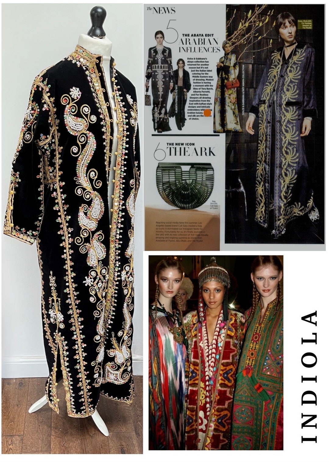 Persian Robe Vintage 70s Long Persian Eastern Heavily Embellished Sequinned ...